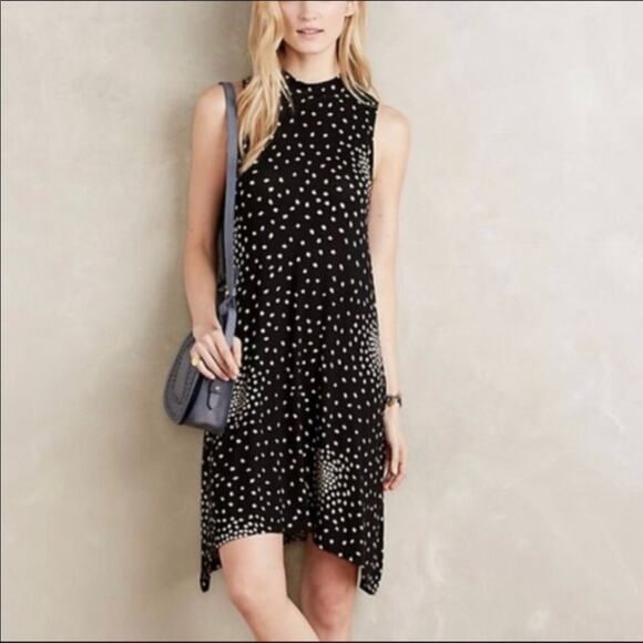 Anthropologie Maeve Black Lilt Swing High Neck Rayon Dress Women's Size Small - Picture 1 of 11